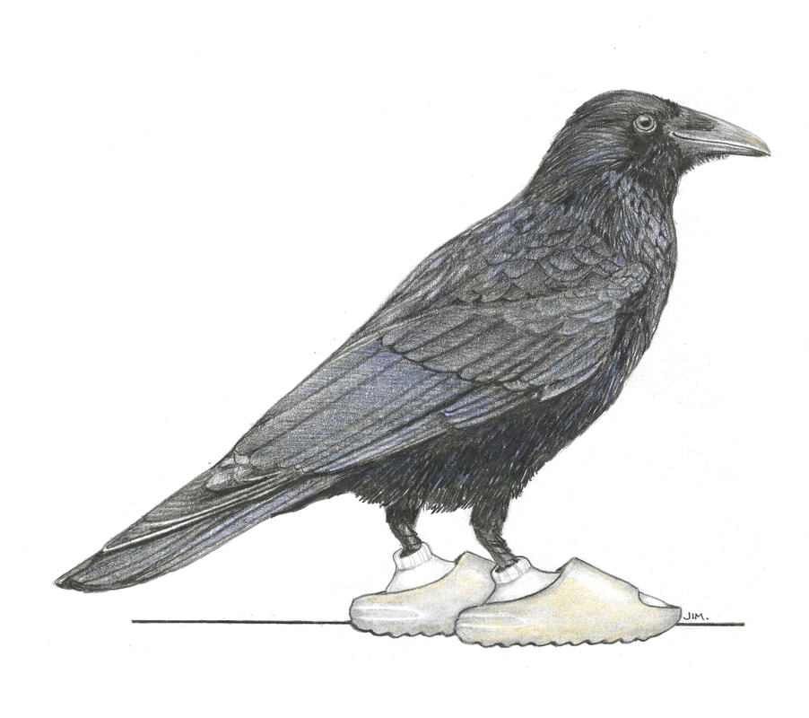 Men's Golden Leather Strap Watch Raven Crow Bird Pattern